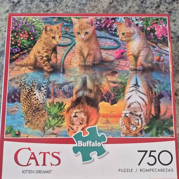 Buffalo Games Kitten Dreams 750 pc Jigsaw Puzzle, USED, tape on box - Picture 3 of 11